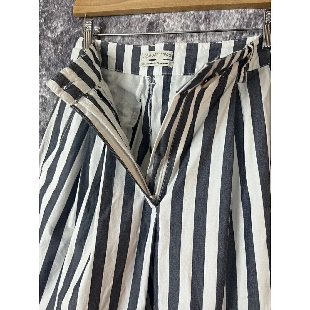 Urban Outfitters‎ Percy Tapered Pleated High Rise Striped Blue White Pants 4